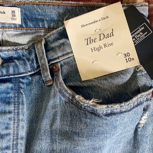 Abercrombie and Fitch high rise dad jeans.